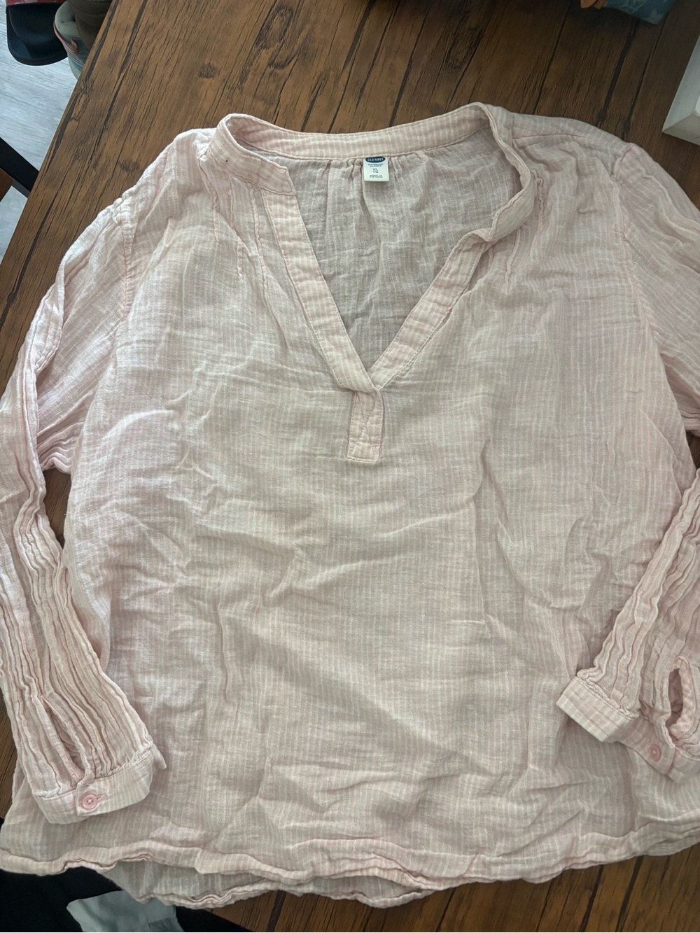 Old Navy Light Pink Gauze V-Neck Tunic